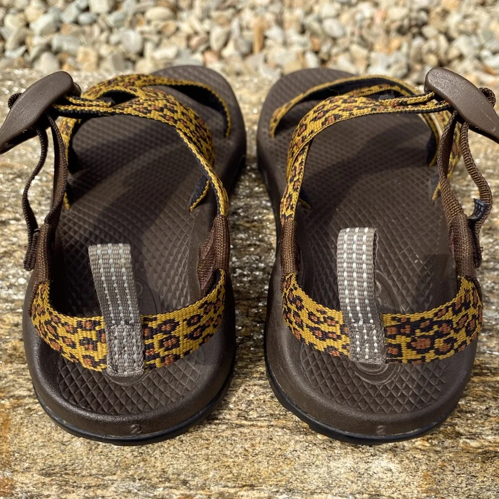 Chaco Kids Leopard Print Yellow Brown Sandals